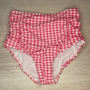 Lauren James High Waisted Pink Gingham Swimsuit Bottoms in Size Small